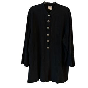 Vintage Sequel oversized tunic style top w/crepey texture & long sleeves